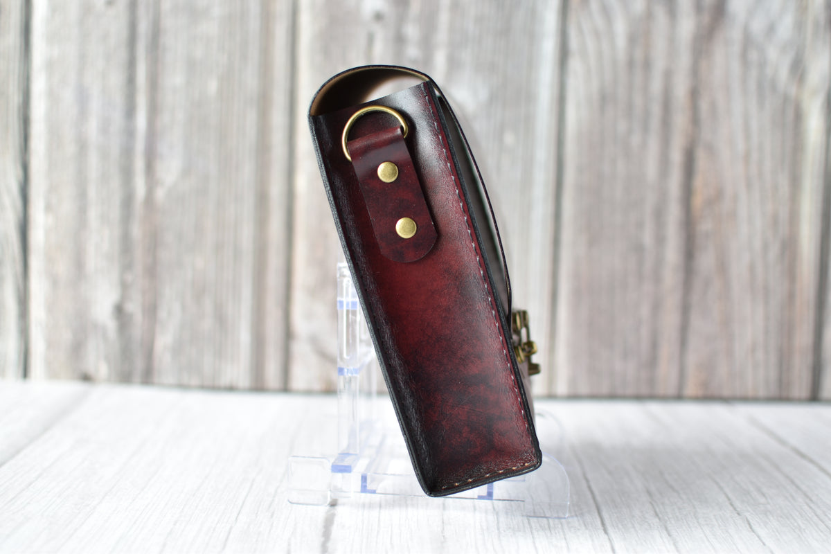 Handmade Burgundy Crossbody Purse — Full-Grain Leather with Antique Brass Hardware
