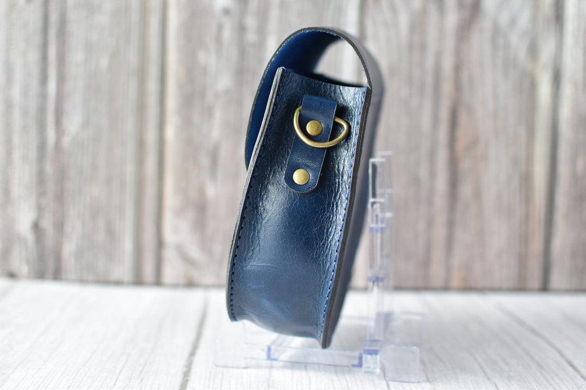 Navy Blue Leather Saddle Purse