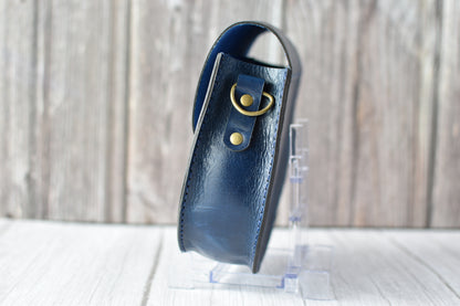 Navy Blue Leather Saddle Purse